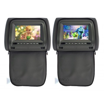 Комплект подголовников со встроенным DVD плеером и LCD монитором 7" (Два с DVD) ERGO ER700HD (Серый)